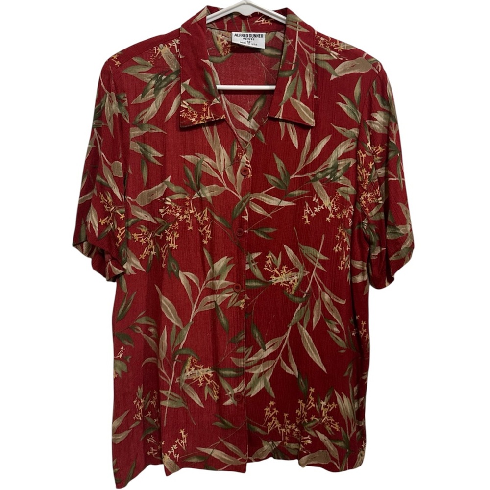 Alfred Dunner vintage Red Tropical Button-Up Shirt